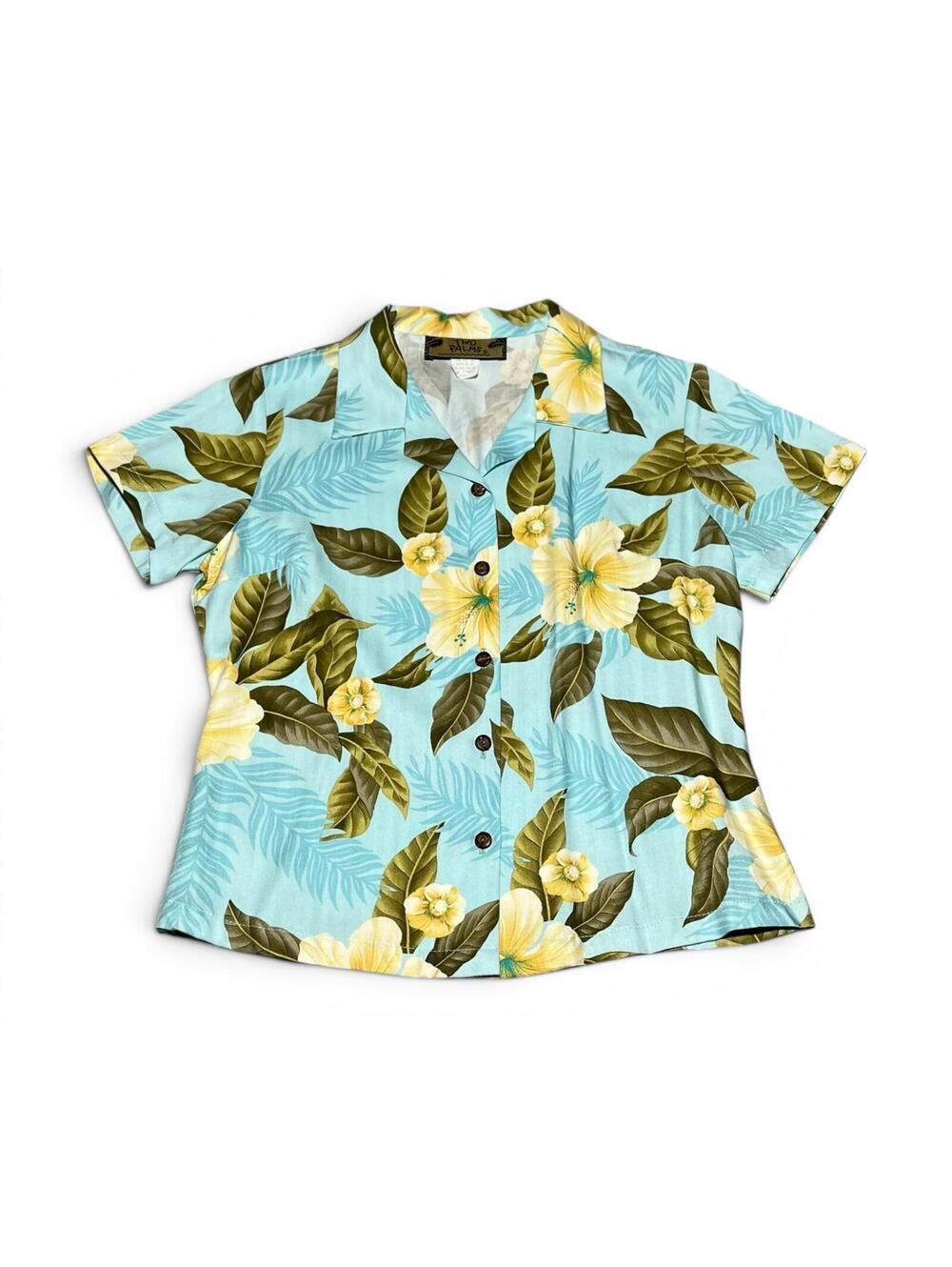 Vintage 90s Two Palms Hawaiian Floral Rayon Button-Up Shirt XS